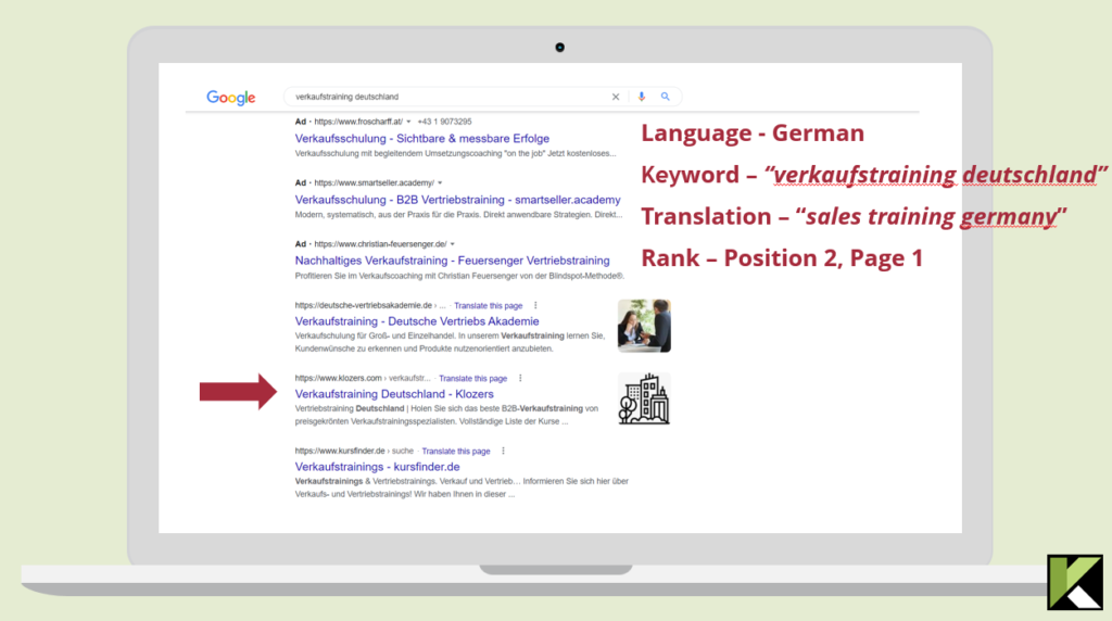 sales and marketing training german language